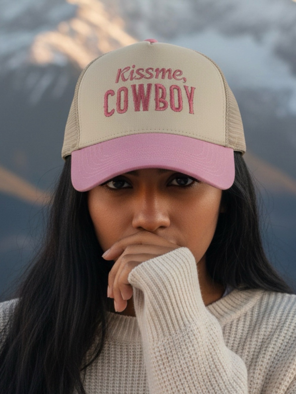 Kissme, Cowboy Pink & Beige Trucker Hat - Women's Accessories
